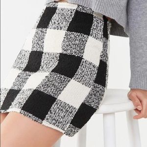 Plaid Tweed Pencil Skirt